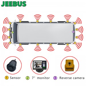 Vehicle Coach Bus Parkering Radar Sensor Monitor System HD 108OP Omvendt kamera med 16 Sensor Detection Blind Spot Vision Digital Advarselsovervågning