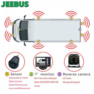 Engros Ultralyd Visuel Parkeringssensor Monitor System med Reverse Camera Car Van Camper 8Sensorer Radar Detect Digital Display
