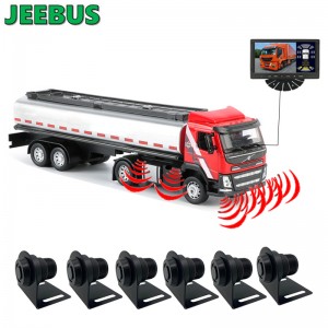 Højkvalitets Tanker Truck Backup Reverse Camera med Ultralyd Digital Radar Detection Parkeringssensor Display på 7